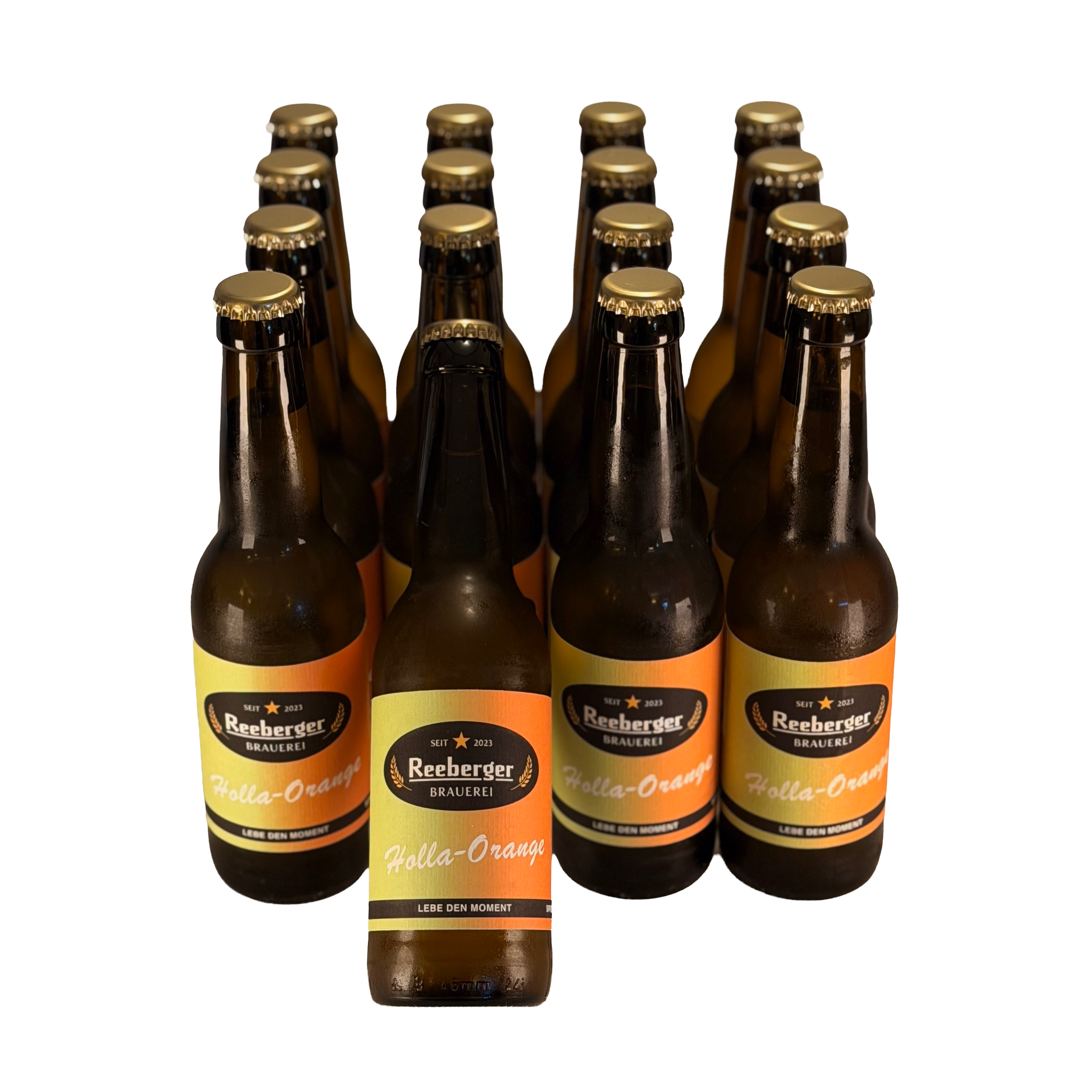 Holla-Orange Holunder-Orangen-Limonade von Reeberger Brauerei im 35er Karton mit 35 x Einweg Glasflaschen 0,33 l