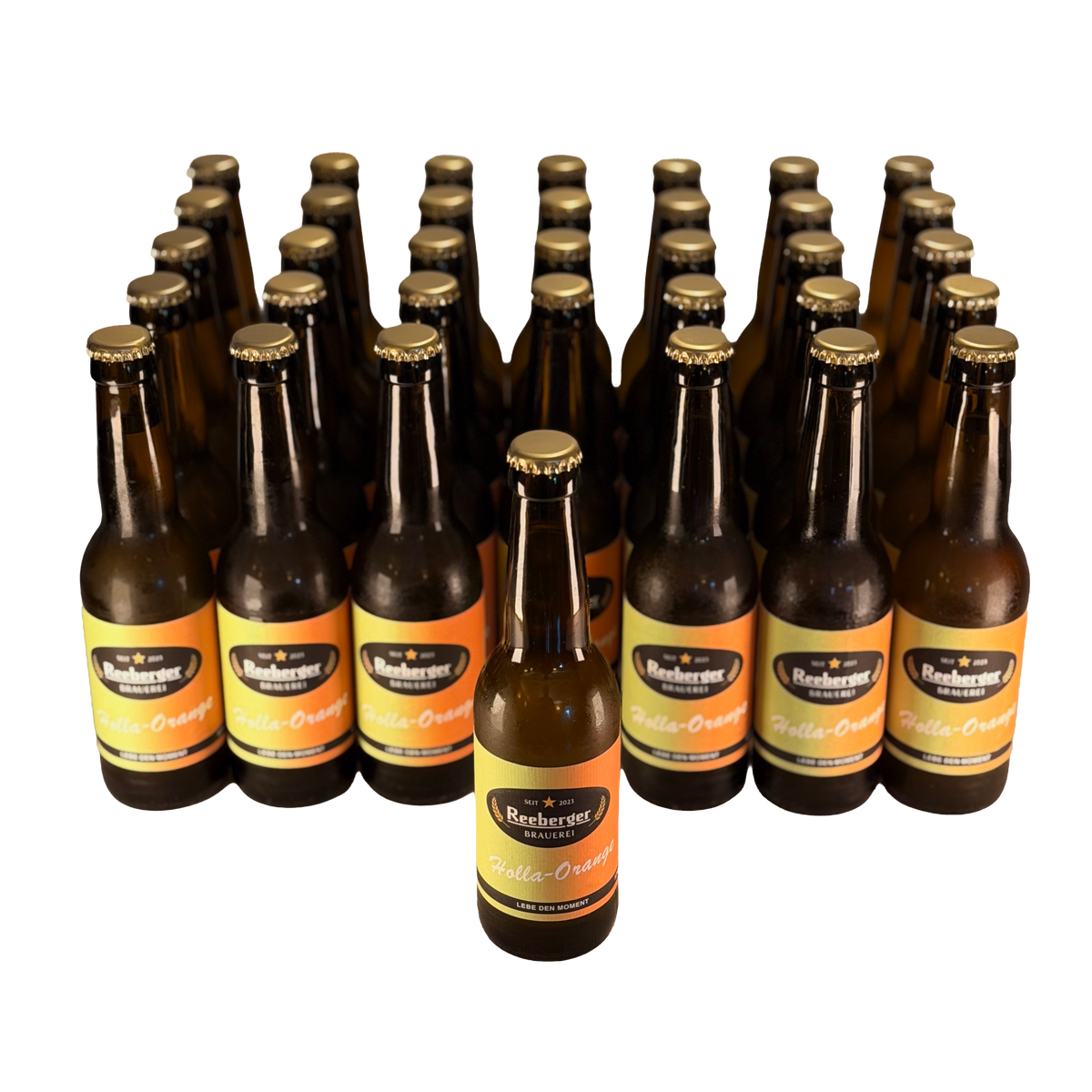 Holla-Orange Holunder-Orangen-Limonade von Reeberger Brauerei im 35er Karton mit 35 x Einweg Glasflaschen 0,33 l