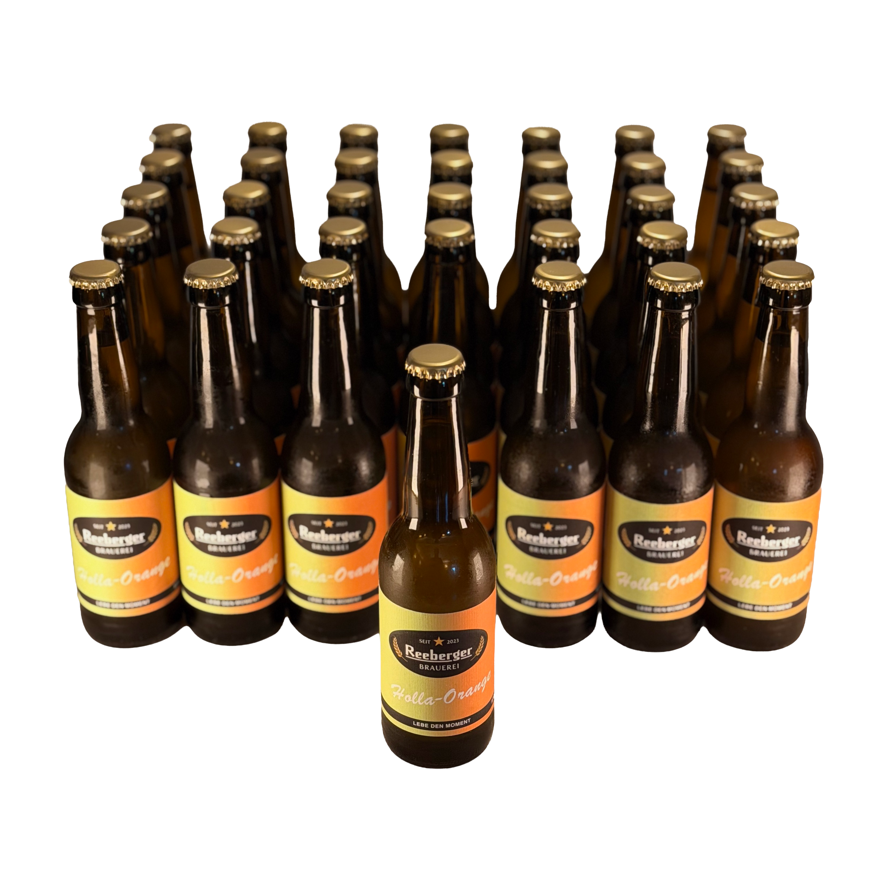 Holla-Orange Holunder-Orangen-Limonade von Reeberger Brauerei im 35er Karton mit 35 x Einweg Glasflaschen 0,33 l